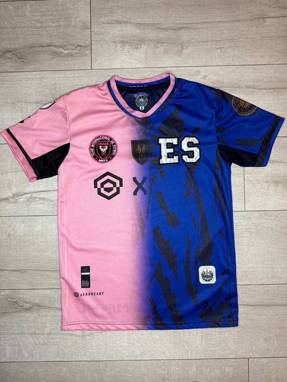 Inter Miami vs El Salvador Split Mashup Soccer Jersey Size Small
